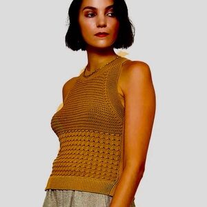 Crochet halter neck sweater knit top.